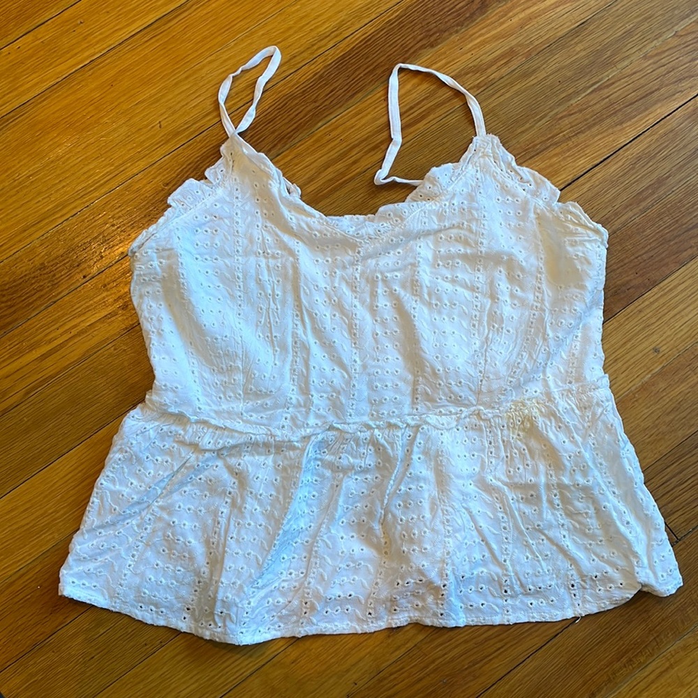 White peplum style tank top